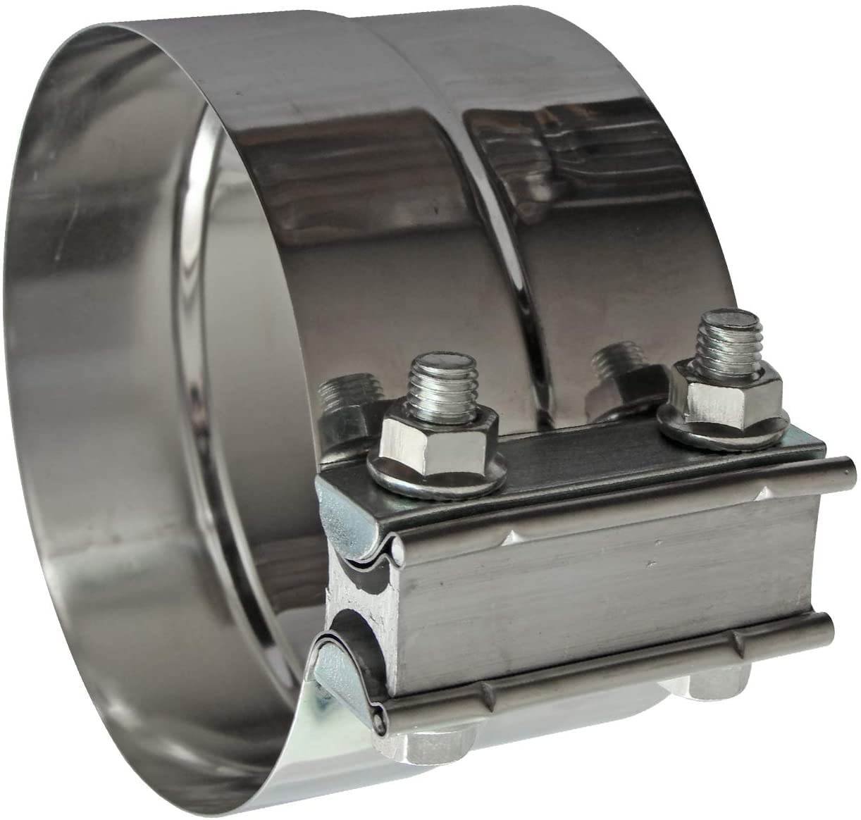 Exhaust Clamps Band Clamp 2.5" Lap Joint - Stainless Steel Lap Joint Exhaust Band Clamp with 1 Block 2Pcs for 2.5" Od to 2.5" Id Exhaust Pipe, Muffler, Elbow and Exhaust Tubing Connection(2 Pack)