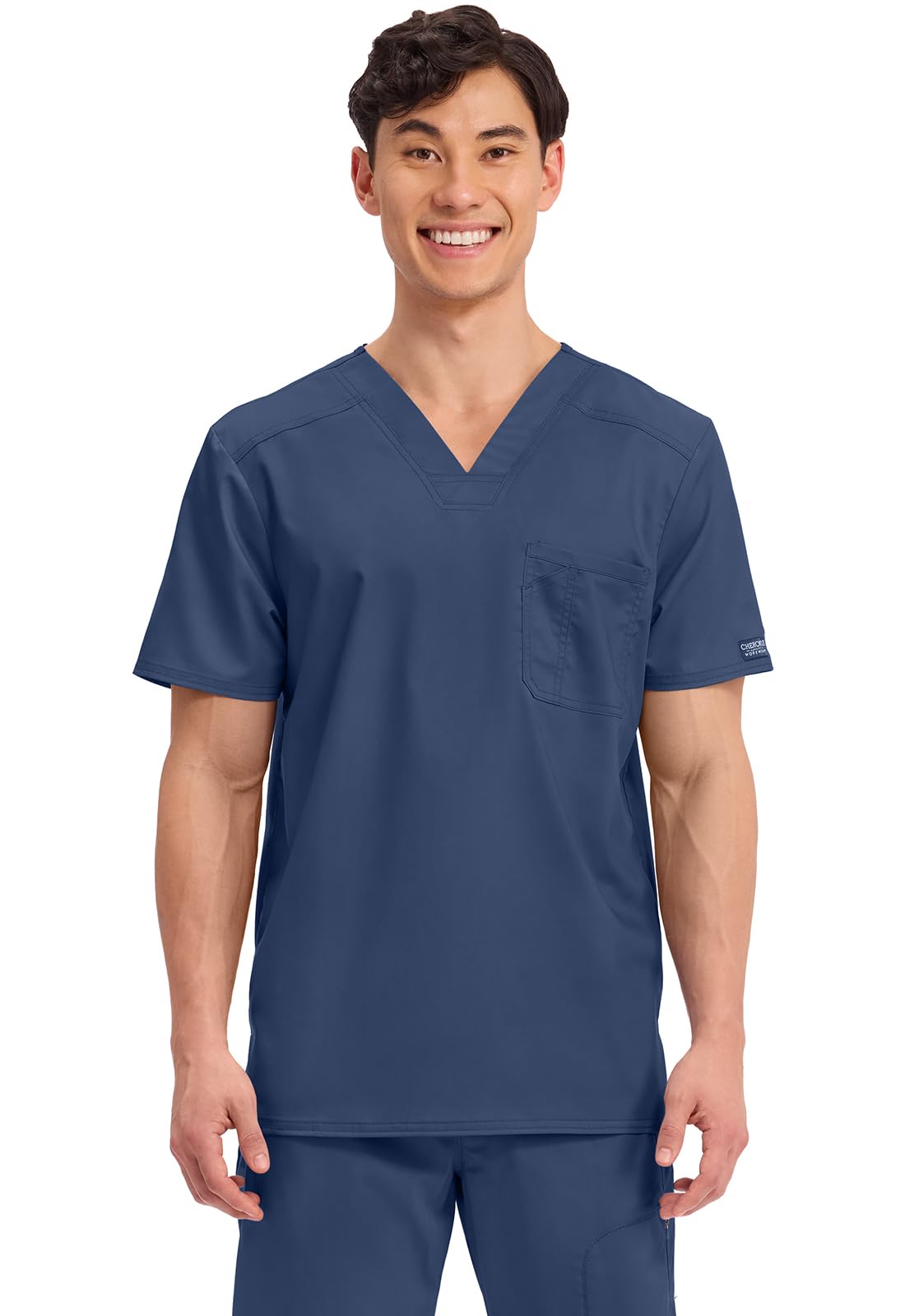 Cherokee Scrub for Men's Tuckable V-Neck Top with 1 Chest Pocket, Pen Slot, Ultra Soft, Durable, 2-Way Stretch Fabric- WW690