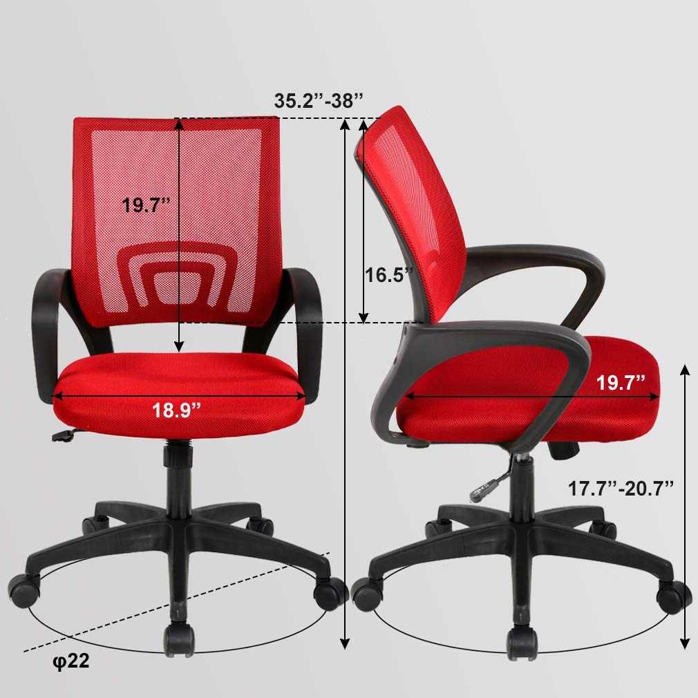 BestOffice Home Office Chair Ergonomic Desk Chair Mesh Computer Chair with Lumbar Support Armrest Executive Rolling Swivel Adjustable Mid Back Task Chair for Women Adults, Black (Black)