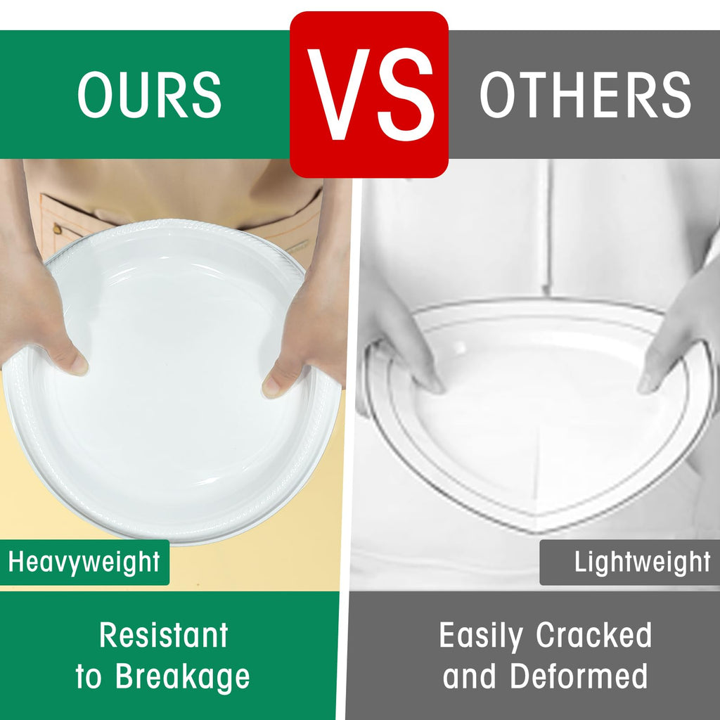 50 Pcs Black Plastic Plates, 10 Inch Black Plates, Black Party Plates Disposable for Birthday Weddings Fathers Day World Cup