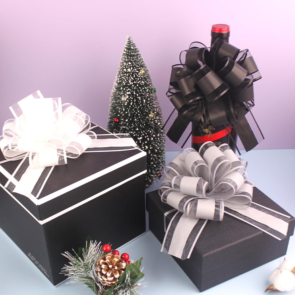 6 PCS Large Pull Bows,Bow for Gift Wrapping,6 inches,Christmas Party Birthday Gift Wedding Ribbon Bows for Wrapping Boxes or Flower Decorations, Valentine's Day Gift Decorations