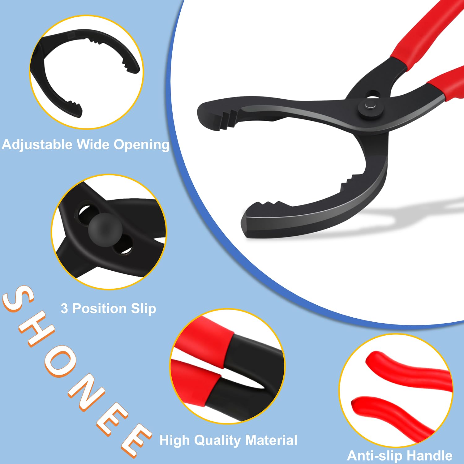 Oil Filter Wrench, 10" Small Adjustable Oil Filter Pliers, Multifunction Oil Filter Removal Tool, Ideal for Engine Filters, Conduit & Fittings