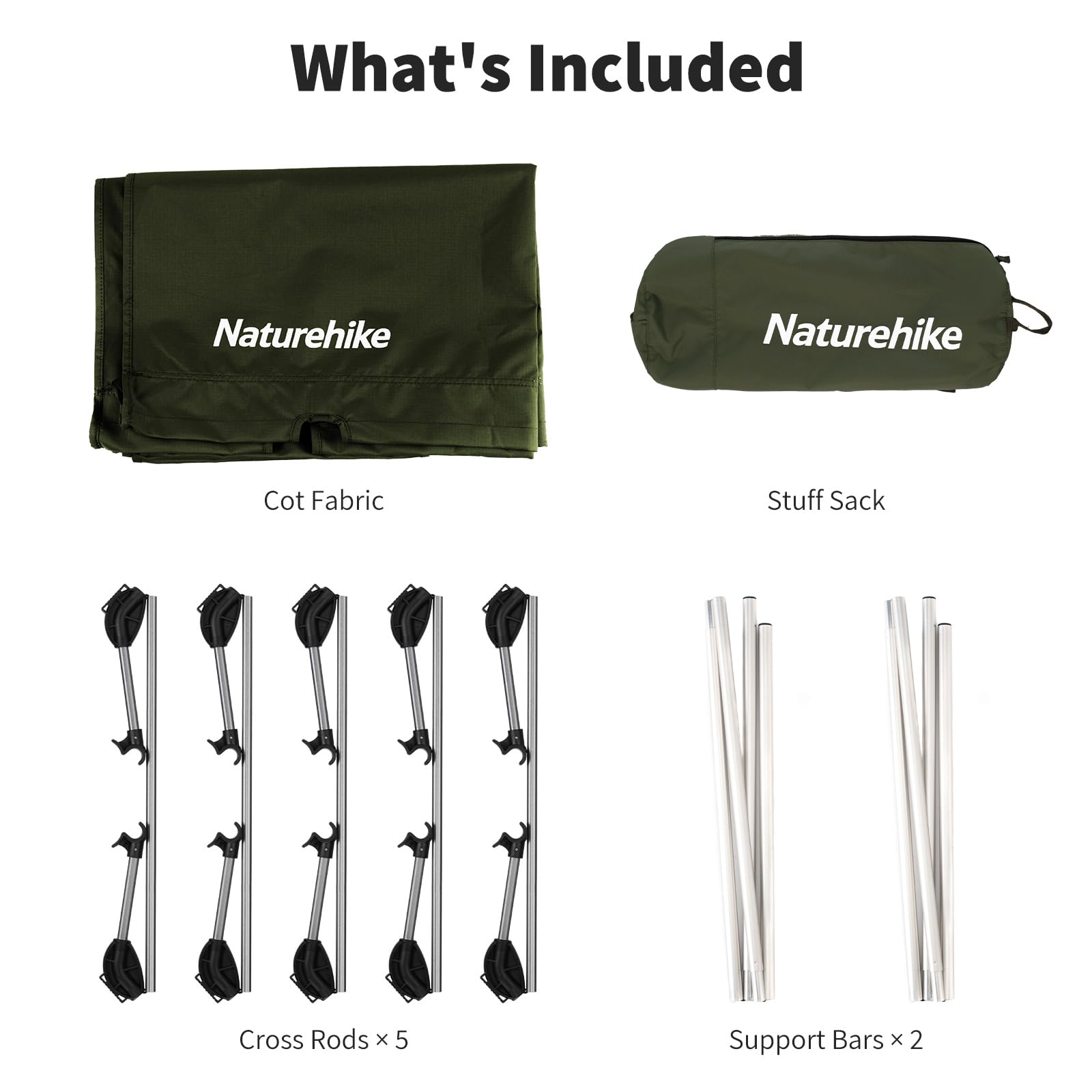 Naturehike Ultralight Camping Cot, Easy to Assemble Folding Tent Cot, Compact & Protable Camping Bed for Camping, Mountaineering, & Hiking, Supports 330lbs with Carry Bag, Kahki