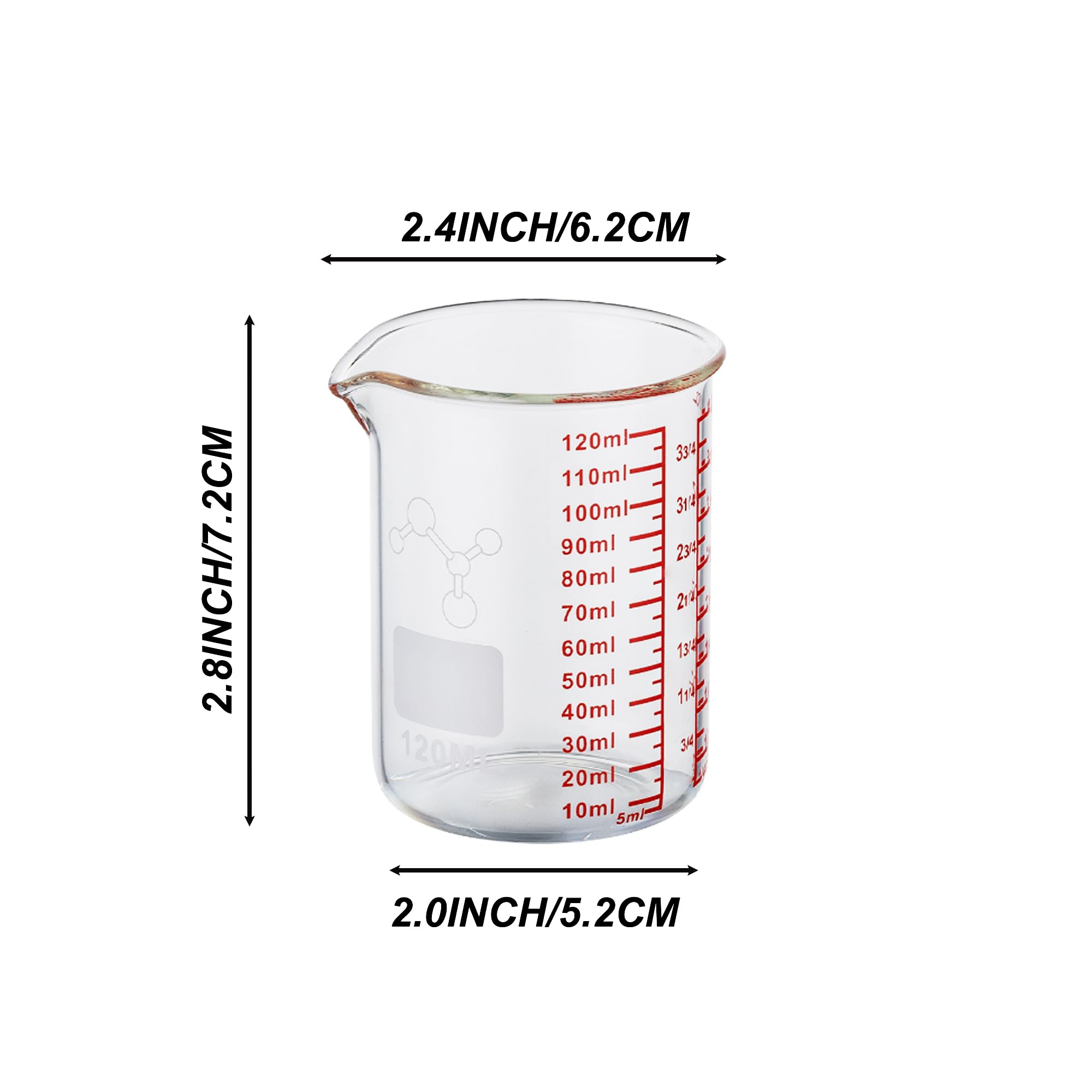 High Borosilicate Glass Measuring Cup-V-Shaped Spout，Glass Measuring Beaker for Kitchen or Restaurant, Easy to Read, 30 ML (1 Oz)-Pack of 2