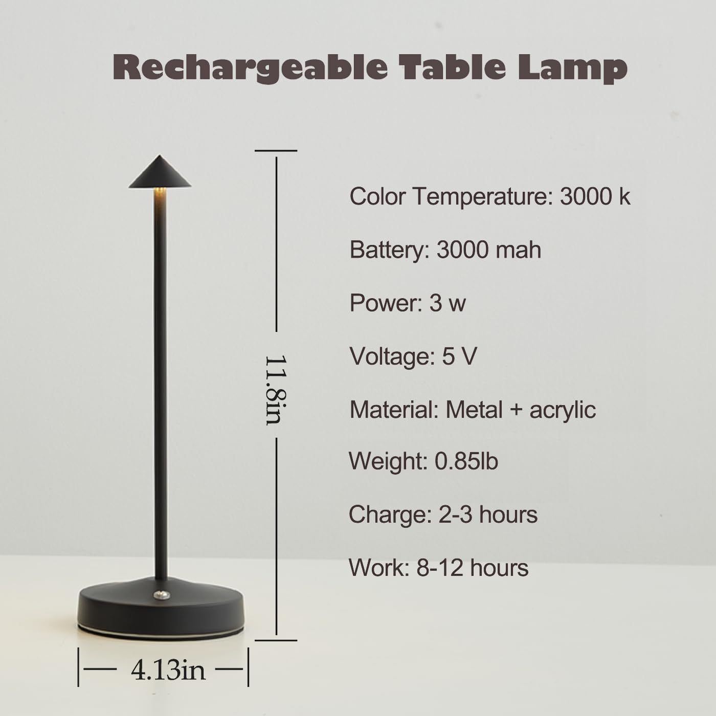 Rechargeable Cordless Lamps,3000mAh Battery Operated Table Lamp,Portable LED Touch 2 Levels Brightness Dimmable Bar Lamp,Battery Powered Lamps for Bars,Restaurant,Living Room(2 Pack,Rust)