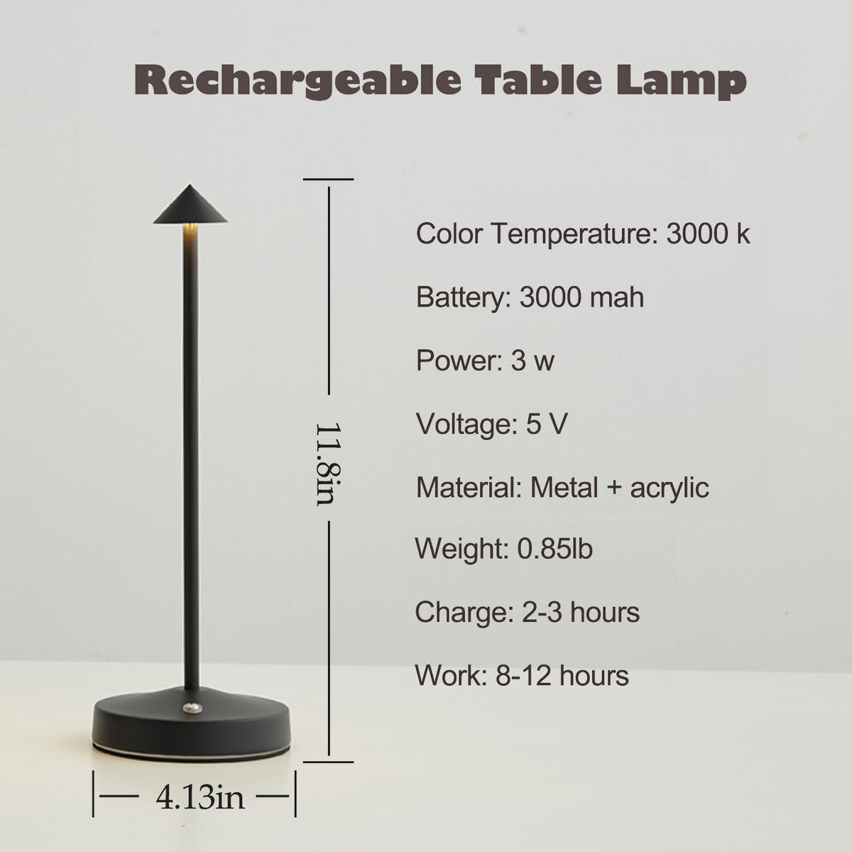 Rechargeable Cordless Lamps,3000mAh Battery Operated Table Lamp,Portable LED Touch 2 Levels Brightness Dimmable Bar Lamp,Battery Powered Lamps for Bars,Restaurant,Living Room(2 Pack,Rust)