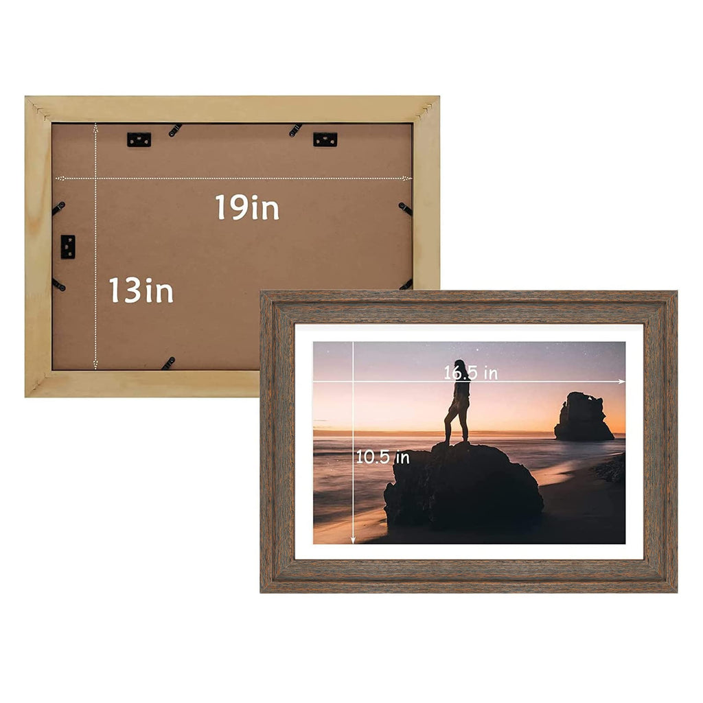 Golden State Art, 13x19 Picture Frame - Displays 11x17 Photo with Mat or 13x19 Without Mat, Wide Moulding Solid Wood Frame for Wall Display, Black
