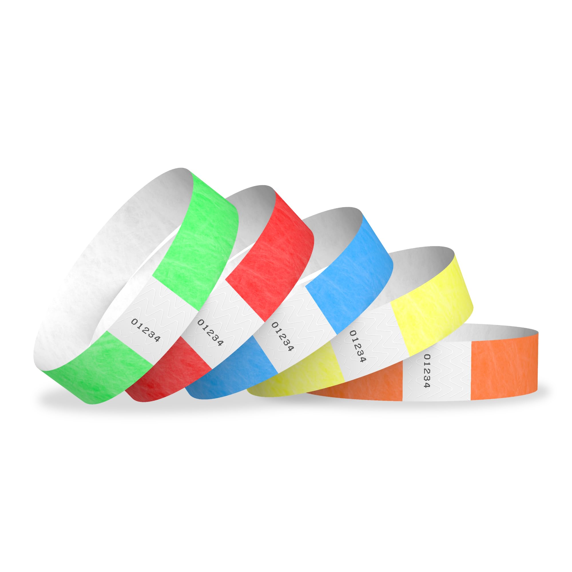1,000 WristCo 10 Color Variety Pack Tyvek Wristbands for Events - Comfortable Tear Resistant Paper Bracelets ID Wrist Bands for Concerts Festivals Admission Party Identification
