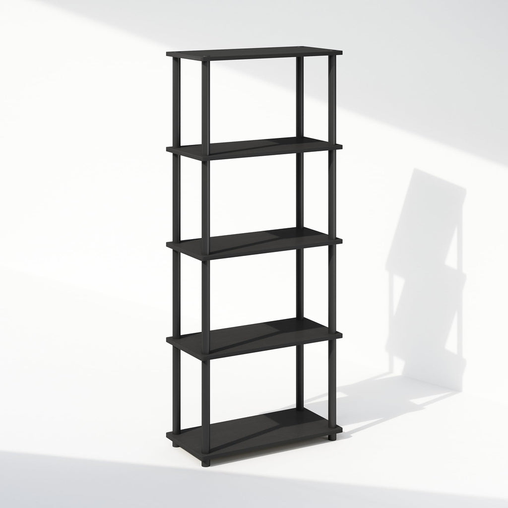 Furinno Turn-N-Tube Book Shelf, 4-Tier Bookshelf, Bookcase with Multipurpose Compact Display Rack, 11.6 x 23.6 x 43.2, for Living Room, Bedroom, Home Office, Americano/Black