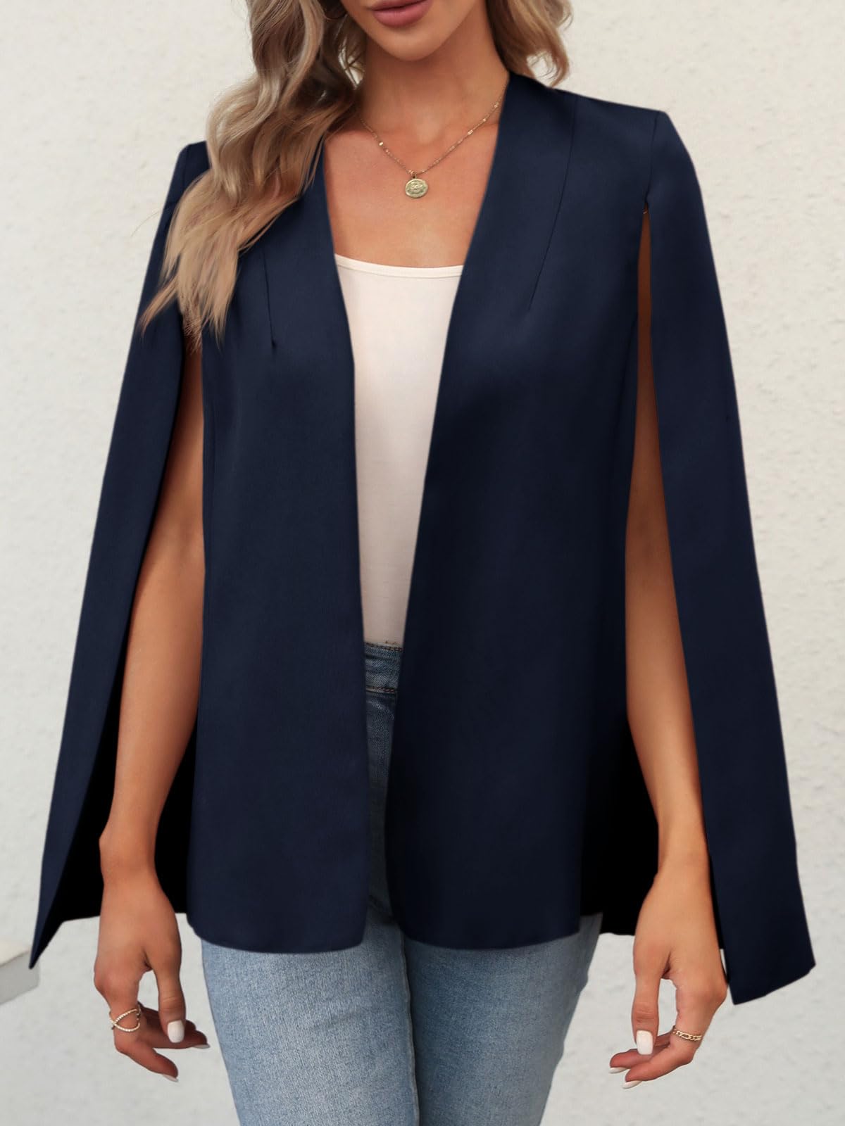 GAMISOTE Womens Cape Blazer Split Sleeve Open Front Casual Jacket Coat Workwear