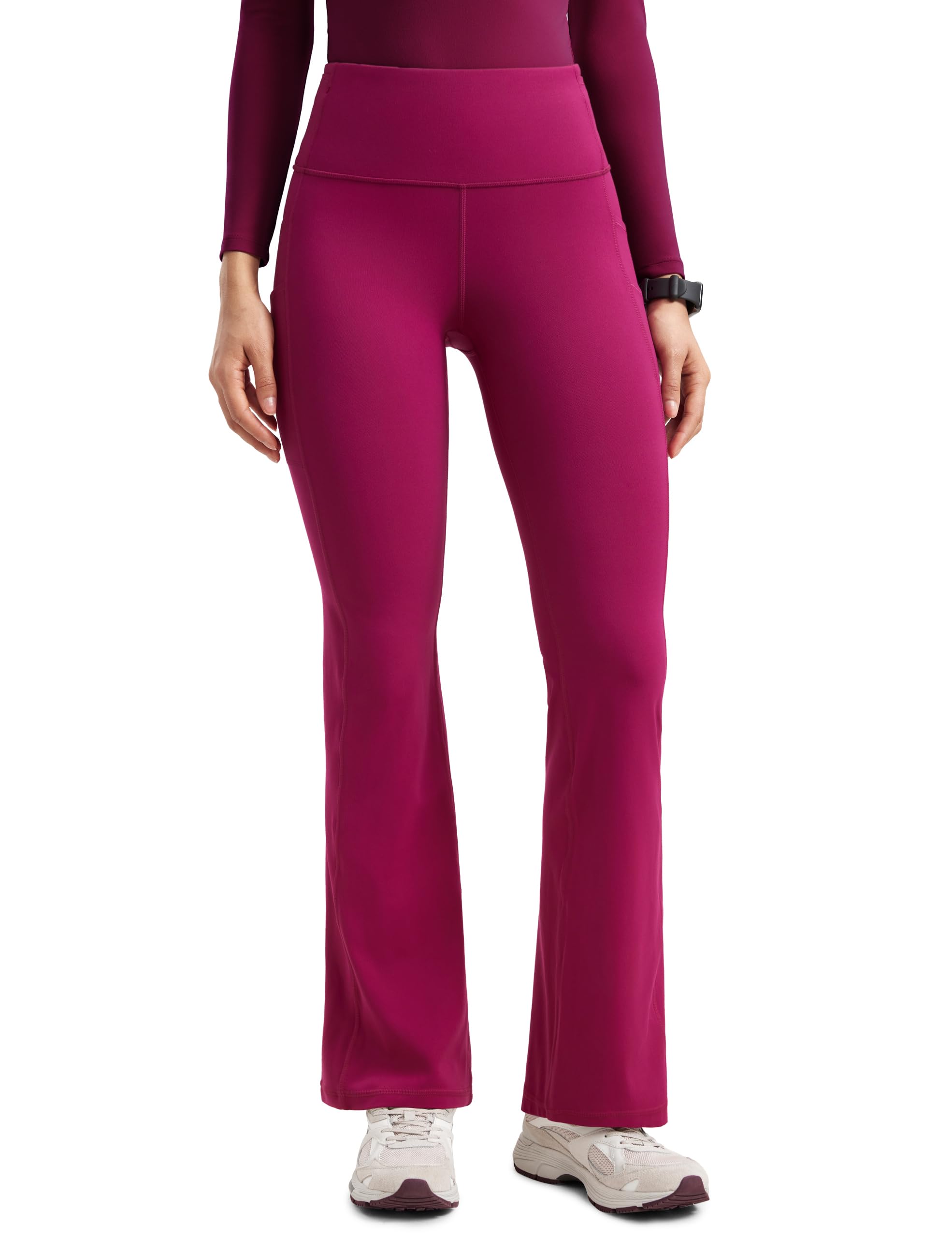 Womens High Waisted Medical Flare Scrub Pants 31" - 7 Pockets Wide Leg Bootcut Yoga Scrub Leggings Work Pants