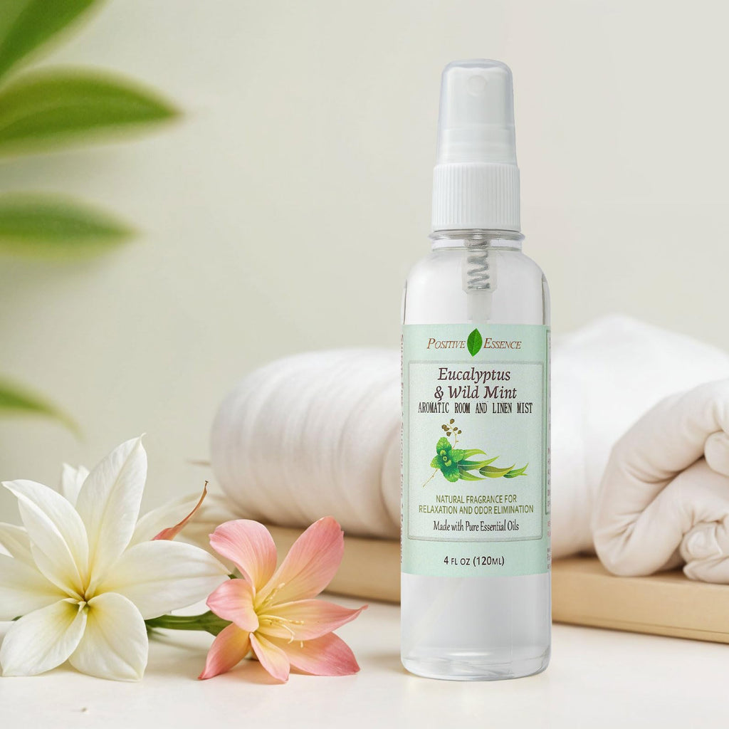 Linen and Room Spray Gift Set, (Lavender, Lemongrass, Rose, & Peppermint), Natural Air Freshener Made with Pure Essential Oils & Minimal Ingredients, Perfect Bathroom Spray or Room Mist, 4-Pack