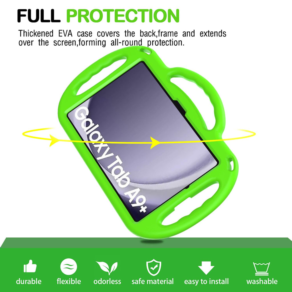 AVAWO Kids Case for Samsung Galaxy Tab A11+ Plus/A9+ Plus 11 Inch Case, with Strap, Shockproof Lightweight Handle Stand 2025/2023 Model with Lanyard, Black