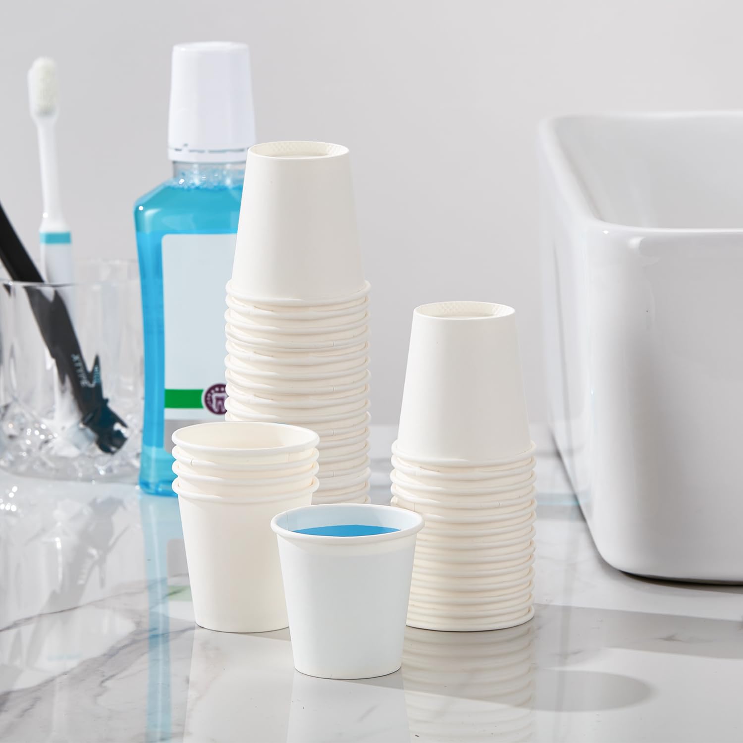 SIUQ 1200 Pack 3 oz Paper Cups, Small Disposable Bathroom Mouthwash Cups, Mini White Paper Espresso Cups 3 Ounce for Parties, Bathroom, Picnics, Travel and Events
