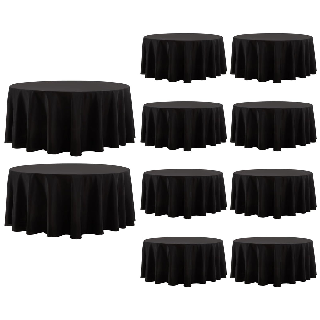 Round Tablecloth 2 Pack 90 Inch Black Tablecloths Washable Decorative Linen Polyester Table Clothes Cover for Dining Table Banquets Buffet Parties and Wedding