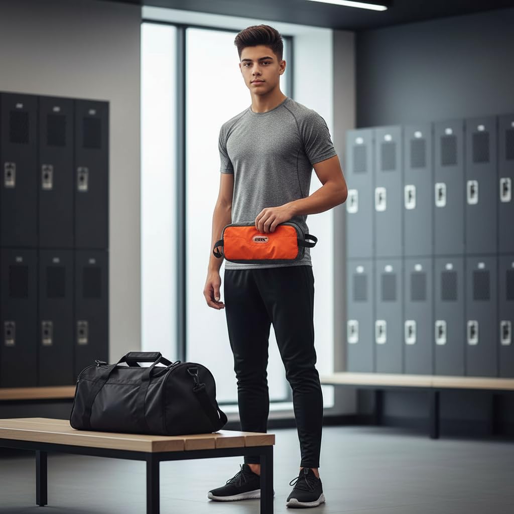 GOX Travel Small Toiletry Bag for Men Nylon Dopp Kit Medicine Bag Travel Organizer Pouch Shave Kits for Teens Toiletry Essentials Bathroom Compact (Black, 7.9 * 3.7 * 2 Inches)
