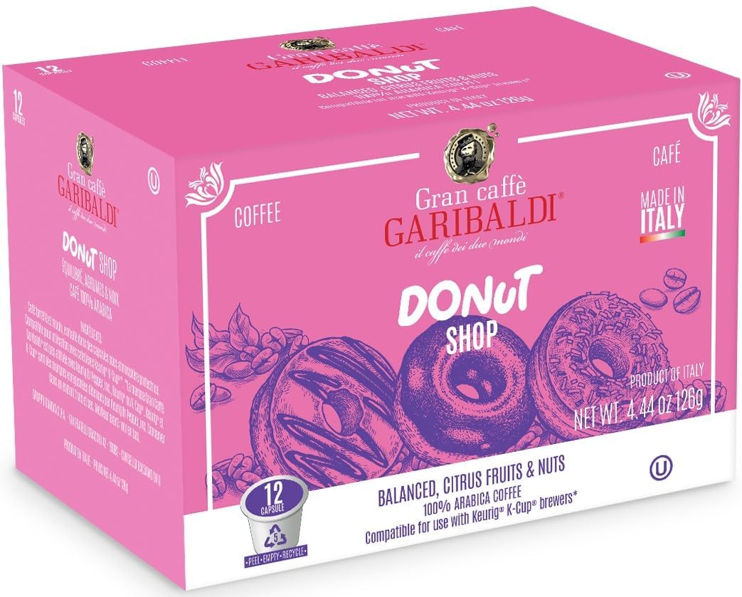 Caffè Garibaldi Colombian Coffee Pods, for Keurig K-Cup Brewers, Single Serve Cups with 100% Arabica Blend for Coffee Makers, 12 Count Recyclable Pods - Medium Roast