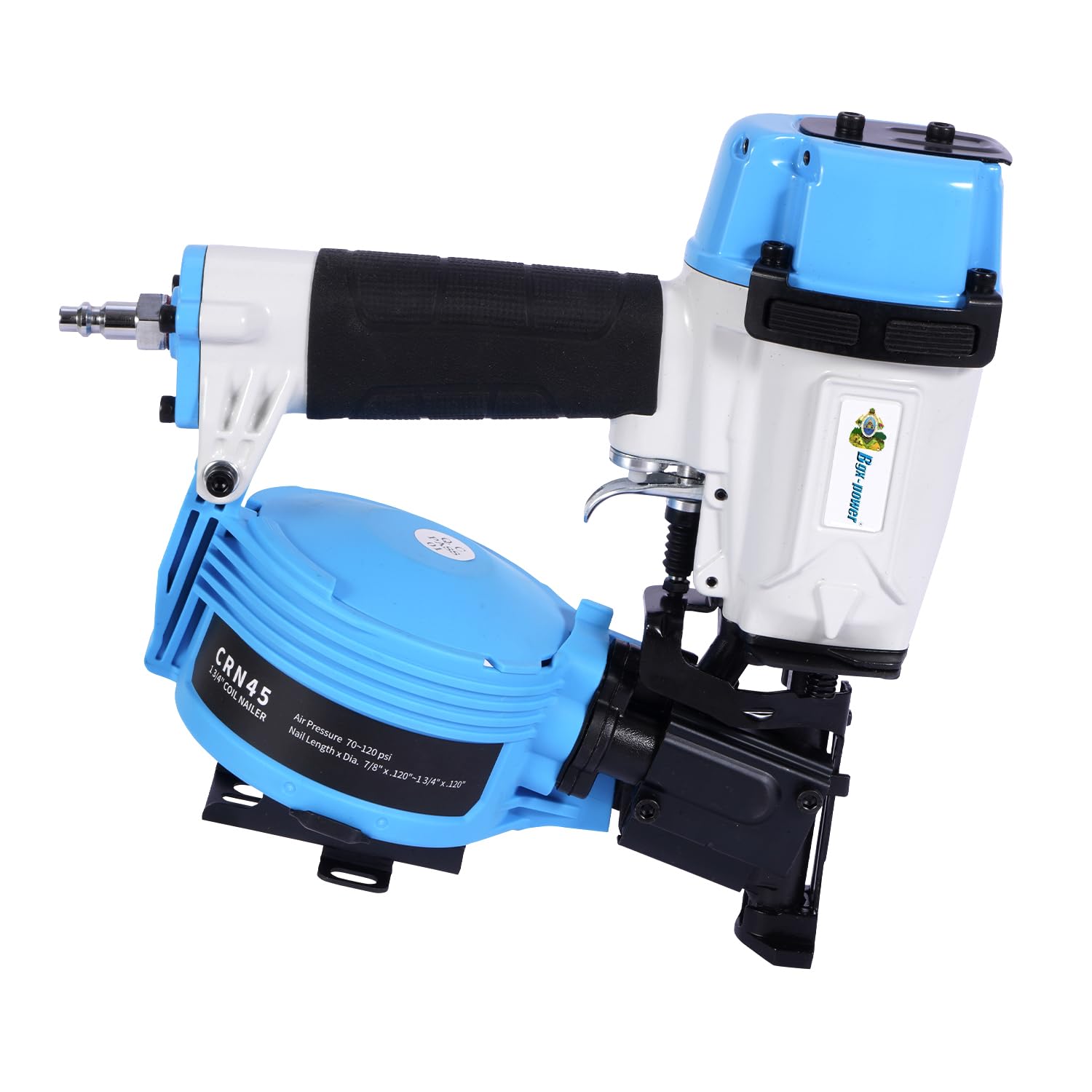 Honduras Style Roofing Nail Gun, 15 Degree CN45N Roofing Nailer 3/4-Inch to 1-3/4-Inch Coil Nails, 120-pcs Load Capacity Coil Nailer