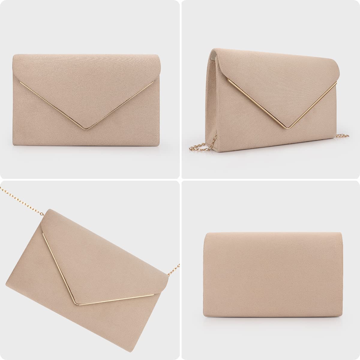 BBjinronjy Clutch Purse for Women Evening Bags Handbags for Wedding Party Cocktail Prom Faux Suede Crossbody Shoulder Bag