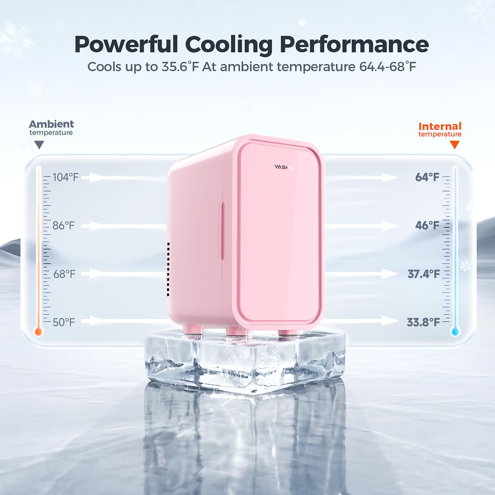 YASHE Mini Fridge, 4 Liter/6 Can Mini Makeup Fridge, 110V AC/ 12V DC Portable Thermoelectric Cooler&Warmer for Skincare, Drink, Cosmetic, Medicine, Small fridge for Bedroom, Office, Dorm, Car, Black