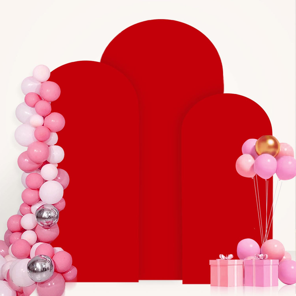 FANPROMS Beige Arch Backdrop Cover Set of 3 Wedding Arch Cover 4x5x6FT Round Top Arch Stand Cover for Fitted Arch Covers Spandex Backdrop Covers Set for Wedding Party Ceremony Decorations