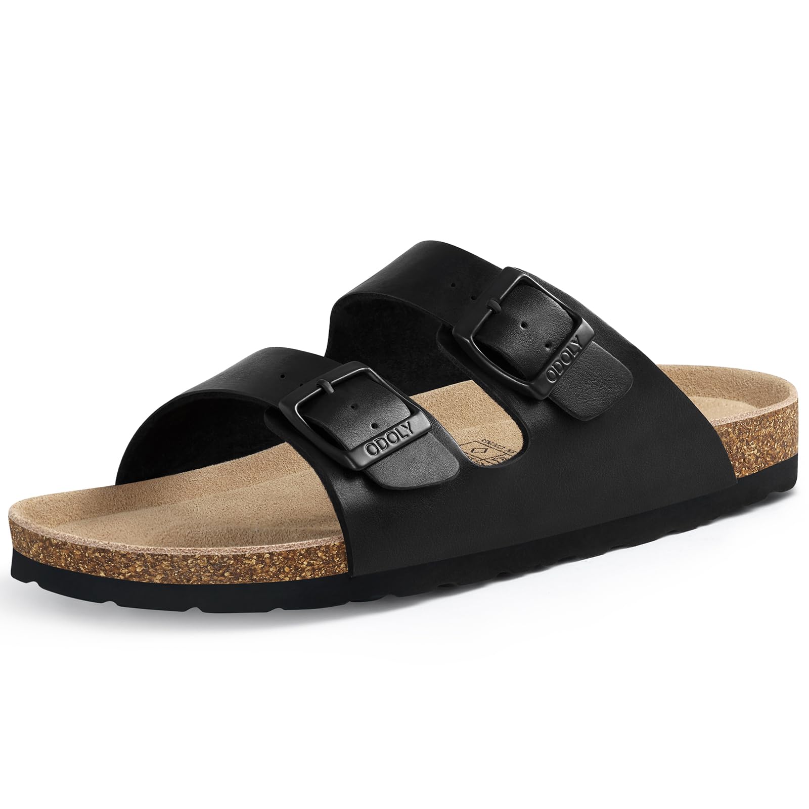 ODOLY Unisex Cork Footbed Slide Sandal, Arch Support Summer Outdoor Sandals with Adjustable Buckle for Women and Men