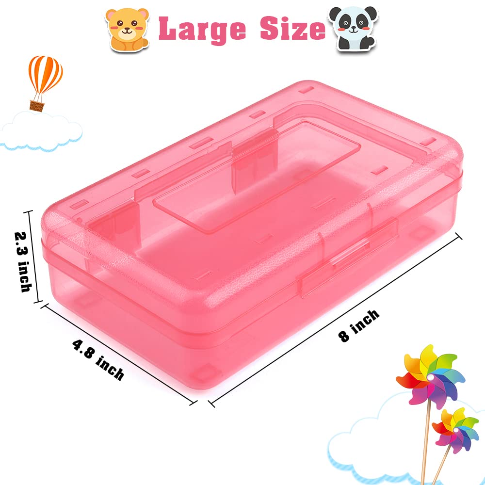 Pencil Case, Pencil Box, Clear Pencil Case, 3 Pack Plastic Pencil Case, Large Capacity Pencil Case, Crayon Box with Snap-tight Lid Stackable Design, Plastic Storage Box for School Office Supplies