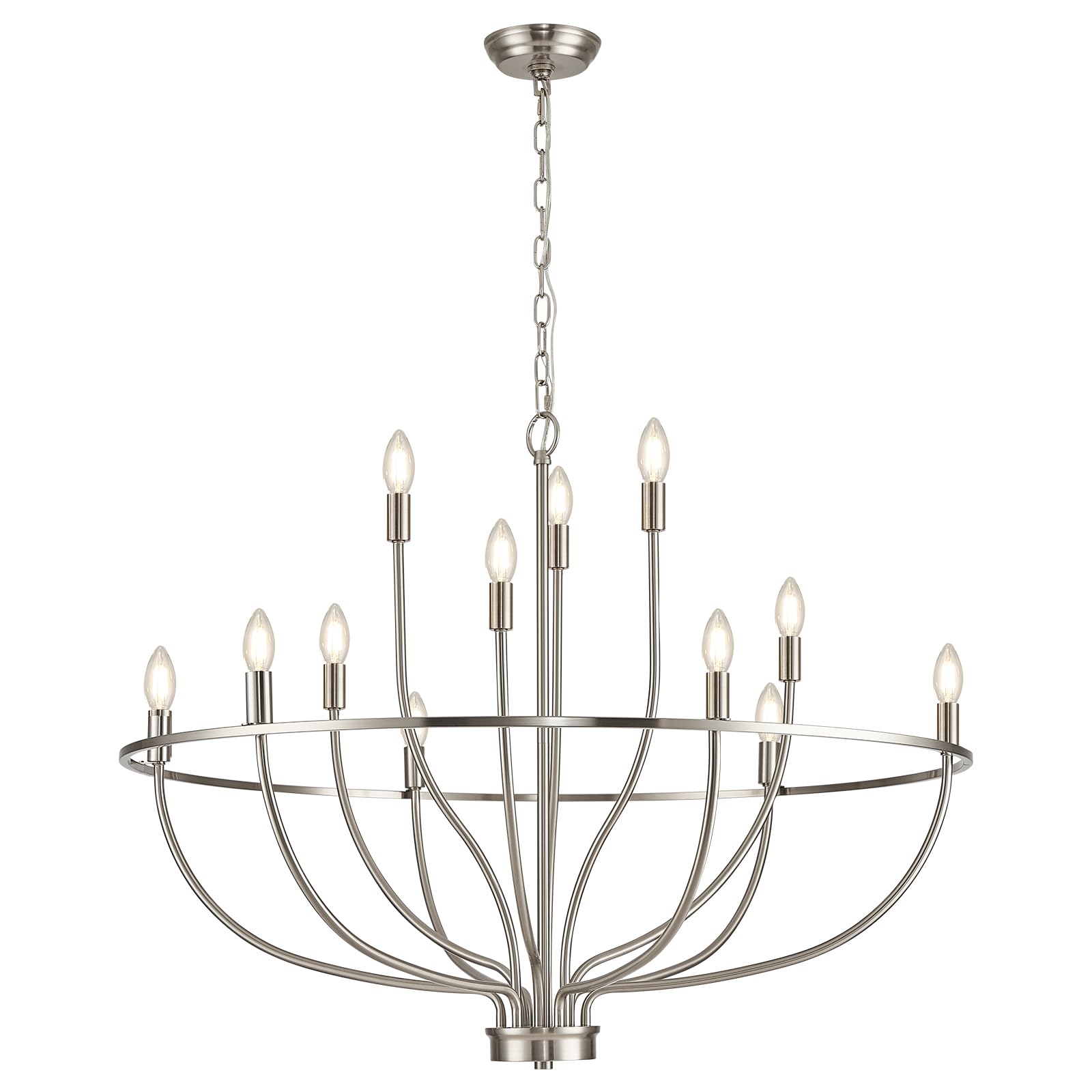 Black Chandelier 6-Light Dining Room Chandelier Kitchen Chandeliers Over Table Round Living Room Chandelier Light Fixture for Bedroom, Kitchen, Foyer