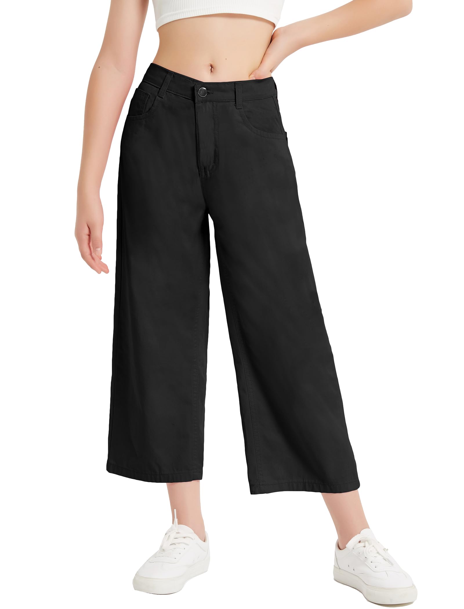 EXARUS Girls Jeans Baggy Wide Leg Cute Teen Tween Long Denim Pants Clothes Tall Junior Elastic Band Pockets