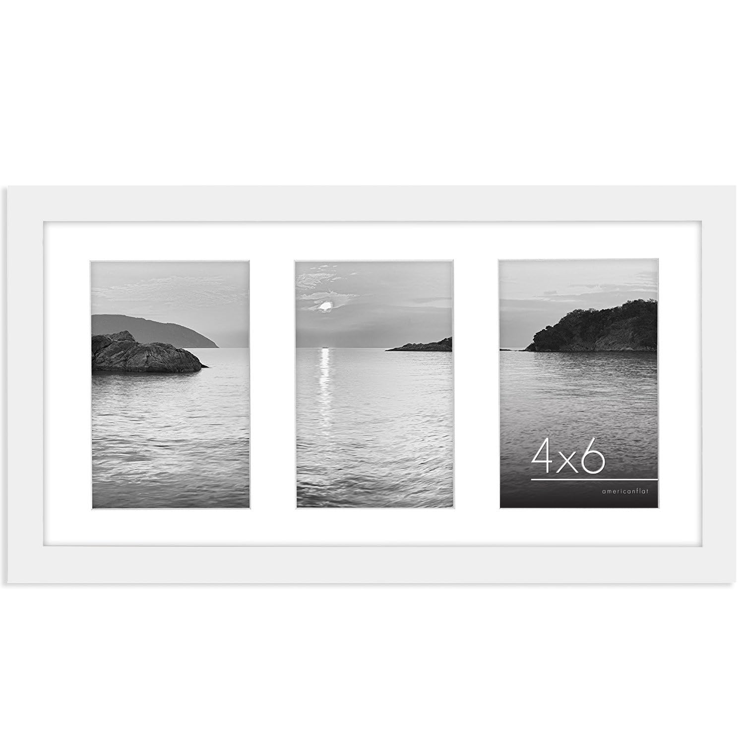 Americanflat 4x6 Double Picture Frame with Shatter-Resistant Glass - Fits Two 4x6 Photos or use as One 6x14 Frame - Signature Collection - Collage Frames for Tabletop and Wall Display - Black
