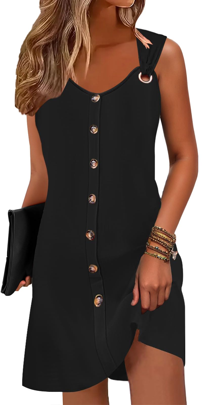 Disamer Summer Dresses for Women 2026 Sundresses Beach Swimsuit Coverups Vacation Sleeveless Button Down Spring Sun Dress
