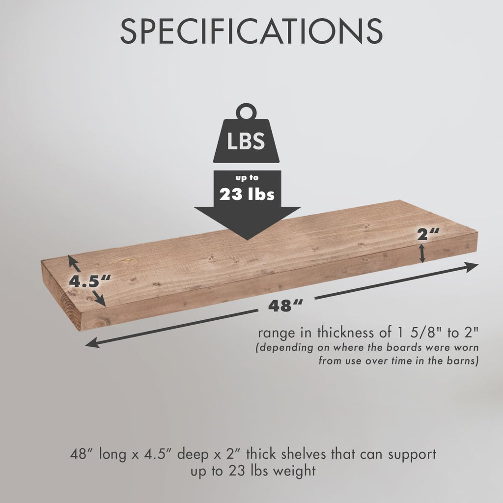 Urban Legacy Reclaimed Barnwood Planks | Floating Shelves for Wall w/Flush Mount Shelf Bracket Set Included | Set of 2 (Coffee Bean, 18"x 4.5"x 2")