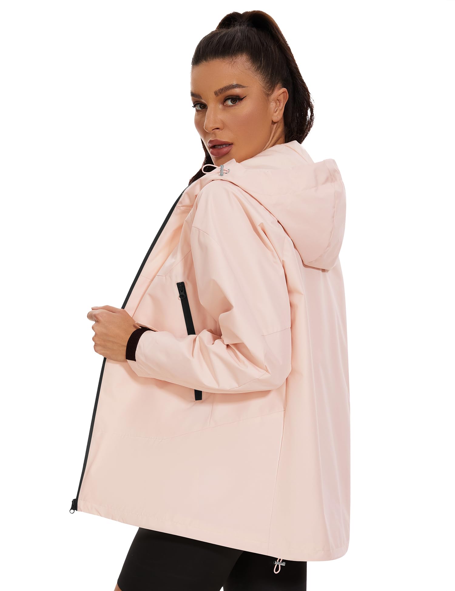 Avoogue Rain Jacket for Women Waterproof Lightweight Rain Coat Hiking Windbreaker Jacket with Hood