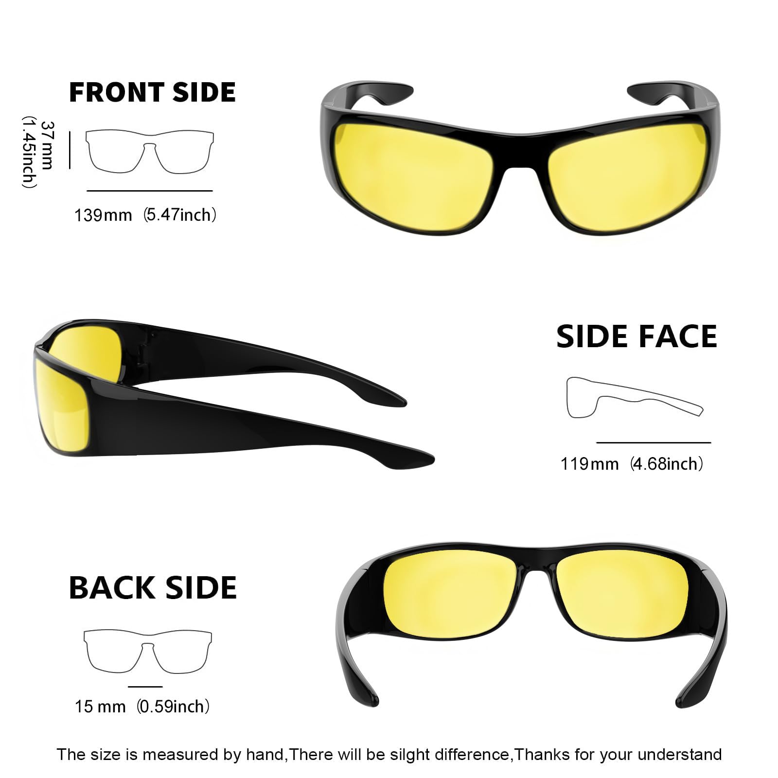 WISTON Wrap Around Sunglasses for Men Women Super Dark Blackout Sunglasses for Sensitive Eyes UV400 Protection W8005