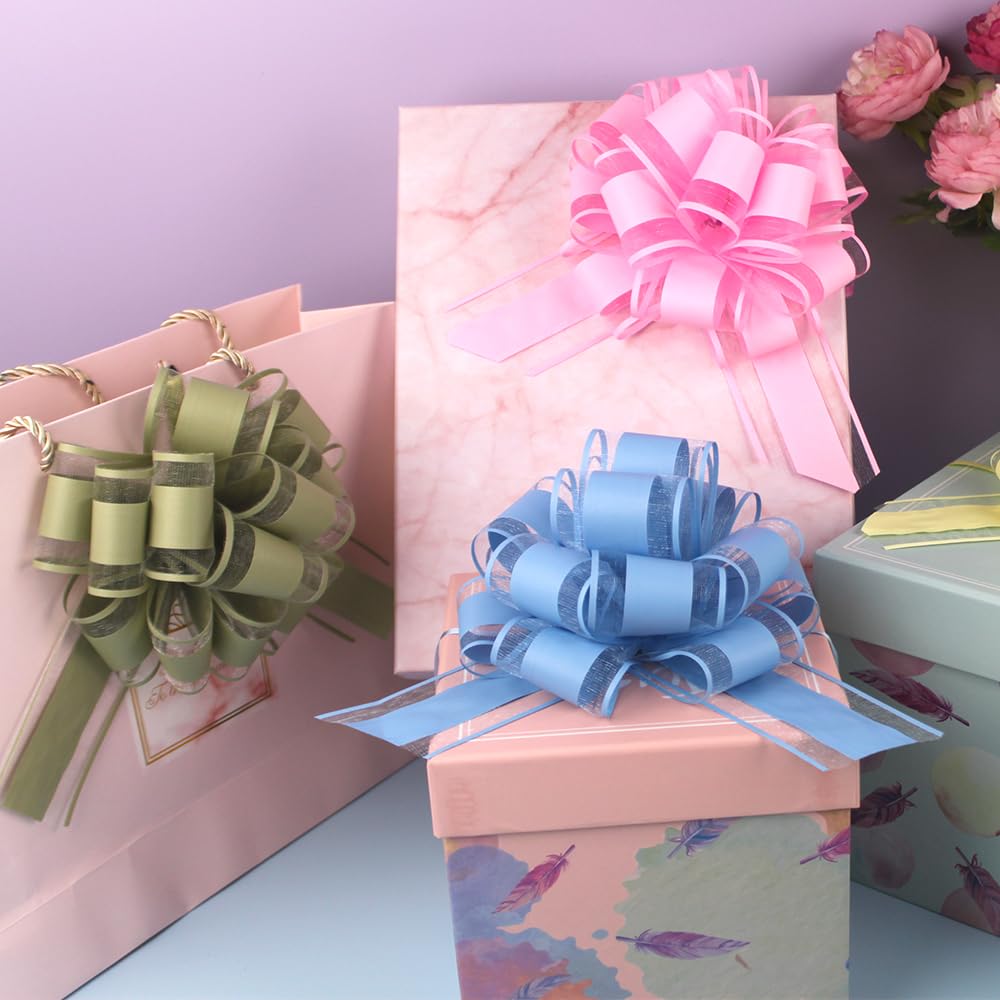 6 PCS Large Pull Bows,Bow for Gift Wrapping,6 inches,Christmas Party Birthday Gift Wedding Ribbon Bows for Wrapping Boxes or Flower Decorations, Valentine's Day Gift Decorations