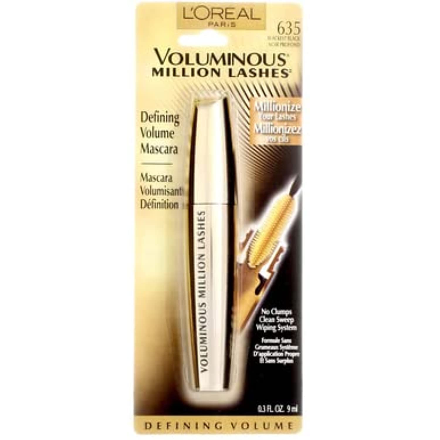 L’Oreal Paris Voluminous Million Lashes Mascara, 635 Blackest Black (Pack of 2)
