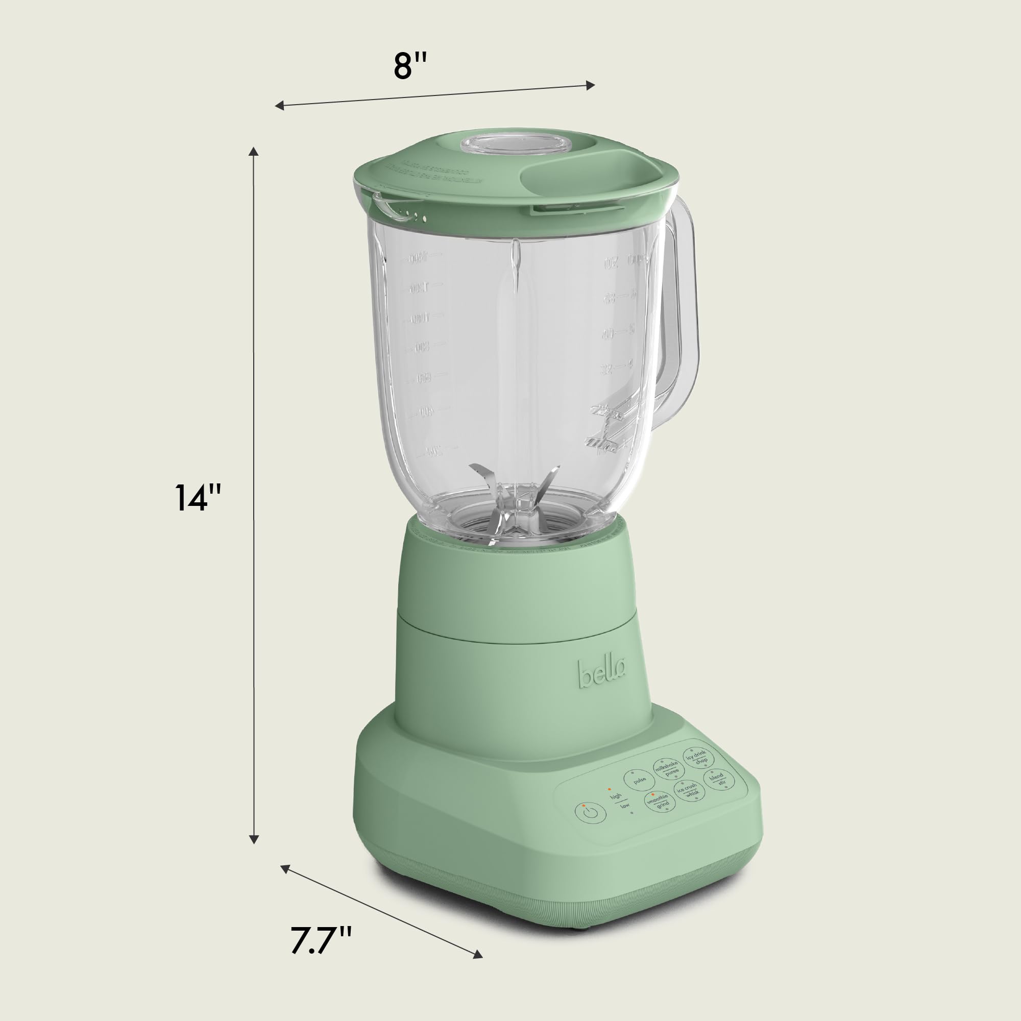 bella 10 Speed Countertop Blender, Juicer & Smoothie Maker, Fits-anywhere™ Kitchenware, Slim Flip & Store Design, Dishwasher Safe 48oz Capacity Pitcher & Lid, Stainless Steel Blade, 450 Watt, Blossom