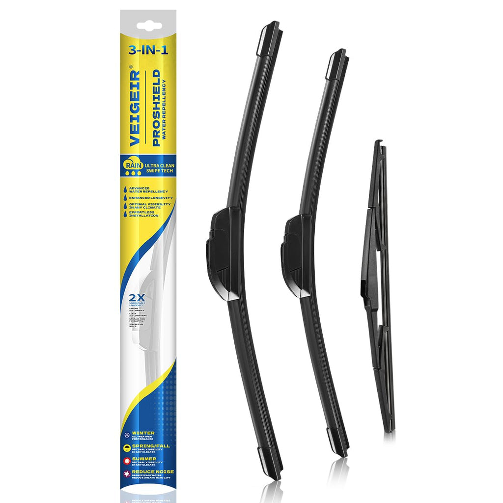 3 Pack Windshield Wiper Blades Compatible with Ford Escape 2008 2009 2010 2011 2012 Original Factory Quality Front Rear Wipers Blade Set for My Car - 20" 20" 12"