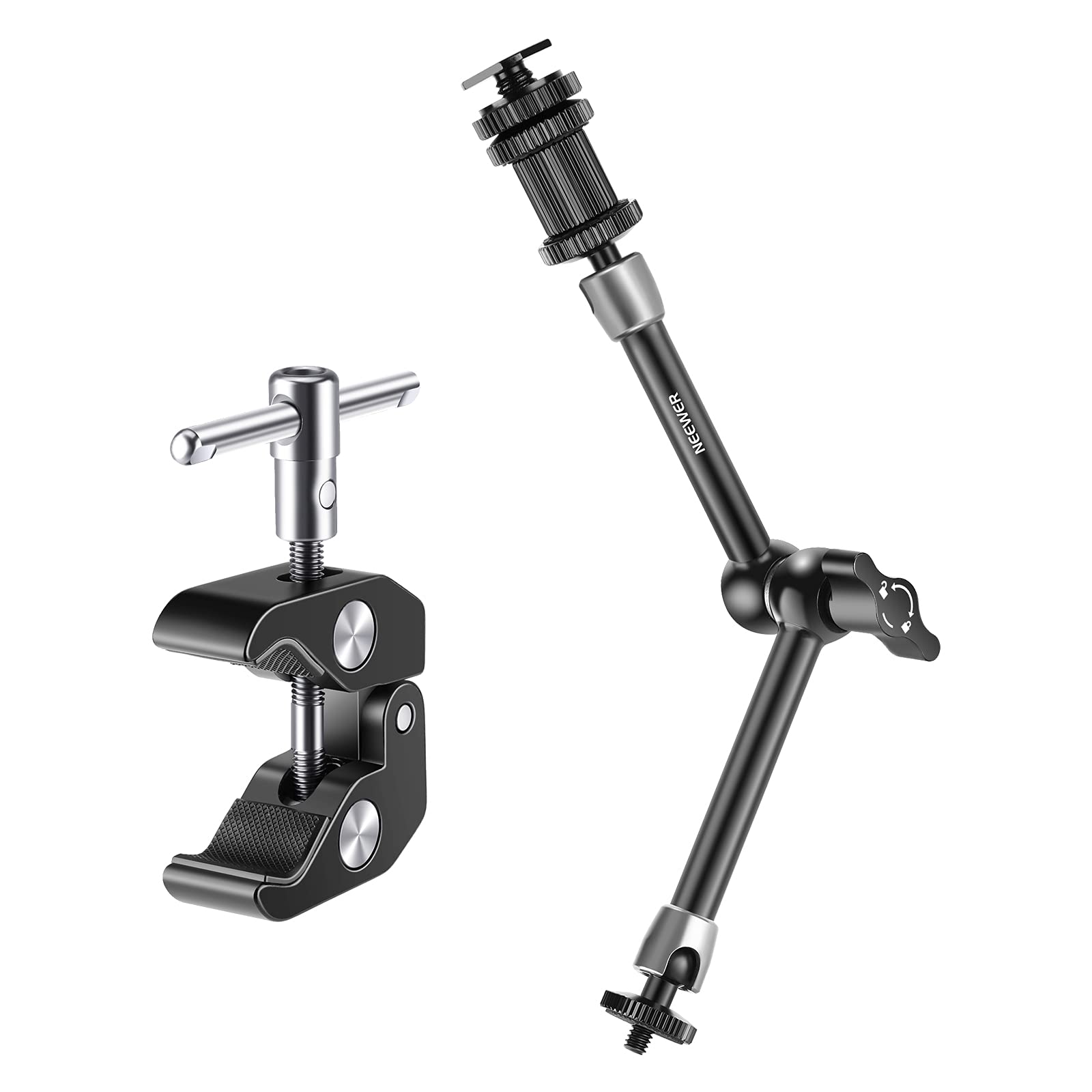 NEEWER 5.9"/15cm Adjustable Friction Magic Arm with 1/4" Screw on Both Ends, Compatible with SmallRig Cage, Flash/LED Light/Microphone/Monitor/SuperClip, Max Load 4.4lb/2kg, ST15