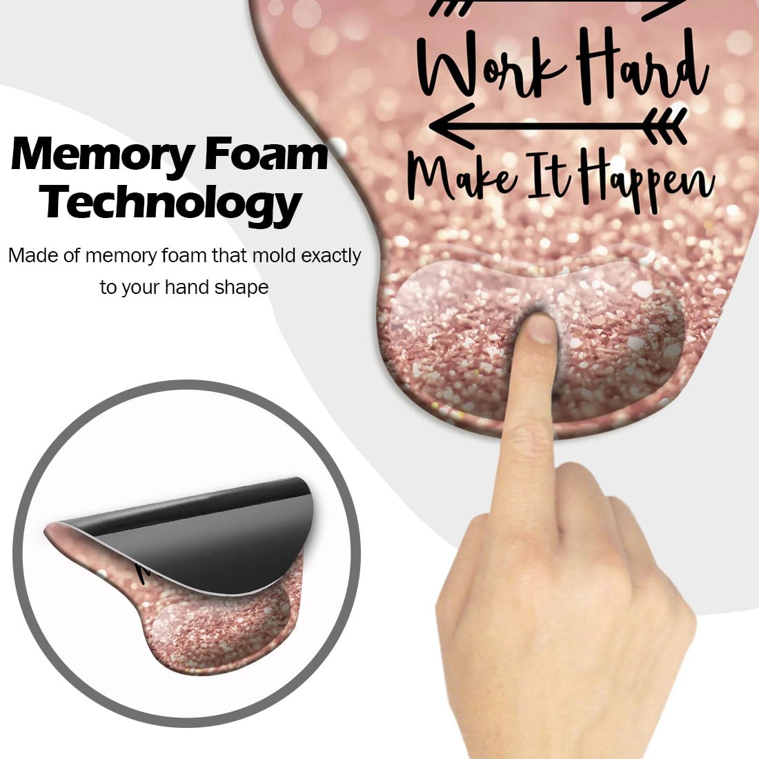 DOOKE Ergonomic Mouse Pad with Wrist Support and Coaster,Mouse Pads with Non-Slip PU Base for Home Office Working Studying Easy Typing & Pain Relief Aesthetic Art