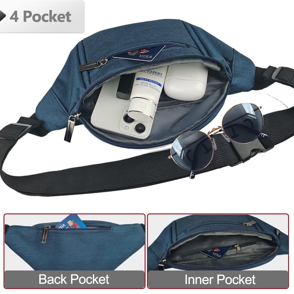 Fanny Pack for Men Women,Crossbody Waist Bag Pack,Belt Bag for Travel Walking Running Hiking Cycling,Easy Carry Any Phone,Wallet (Black)