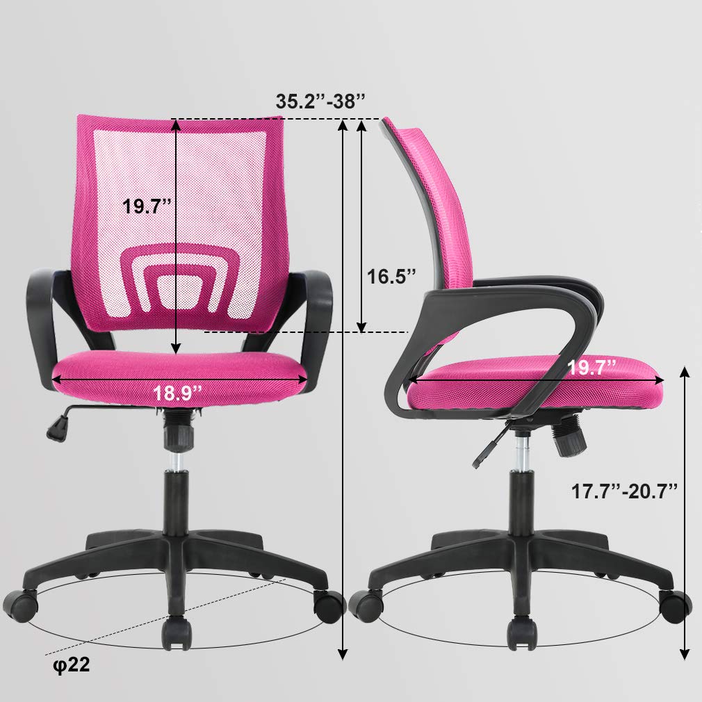 BestOffice Home Office Chair Ergonomic Desk Chair Mesh Computer Chair with Lumbar Support Armrest Executive Rolling Swivel Adjustable Mid Back Task Chair for Women Adults, Black (Black)