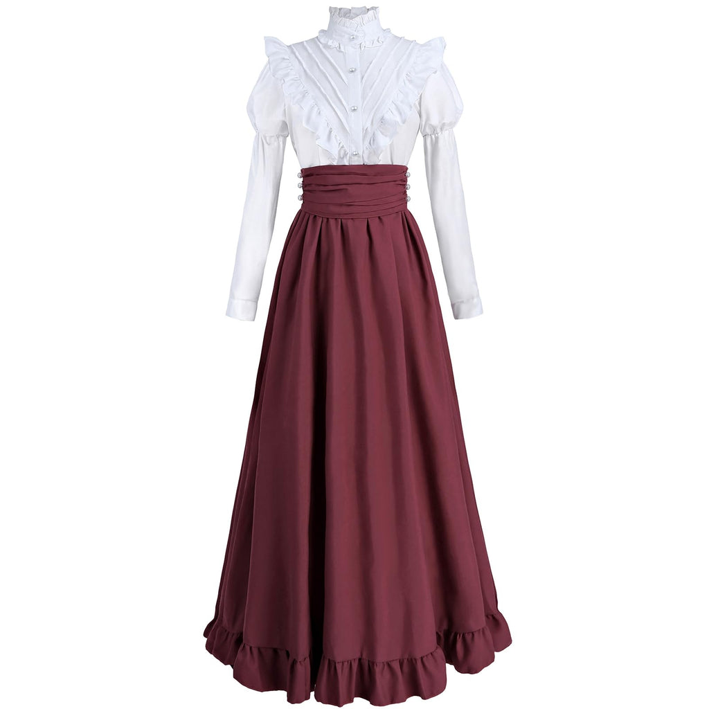 Victorian Dress for Women 2-Pieces 1800s Edwardian Dress Ball Gown Renaissance Costume
