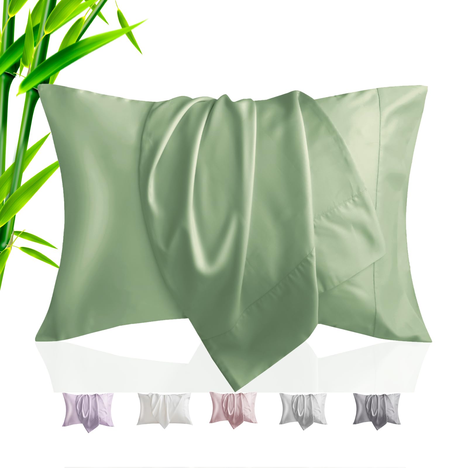 Pillow Cases Standard Size 2 Pack, Bamboo Rayon Cooling Pillowcases with Envelope Closure, Cool Breathable Pillow Case for Hot Sleepers & Night Sweats, 20x26 inches, Aqua Blue