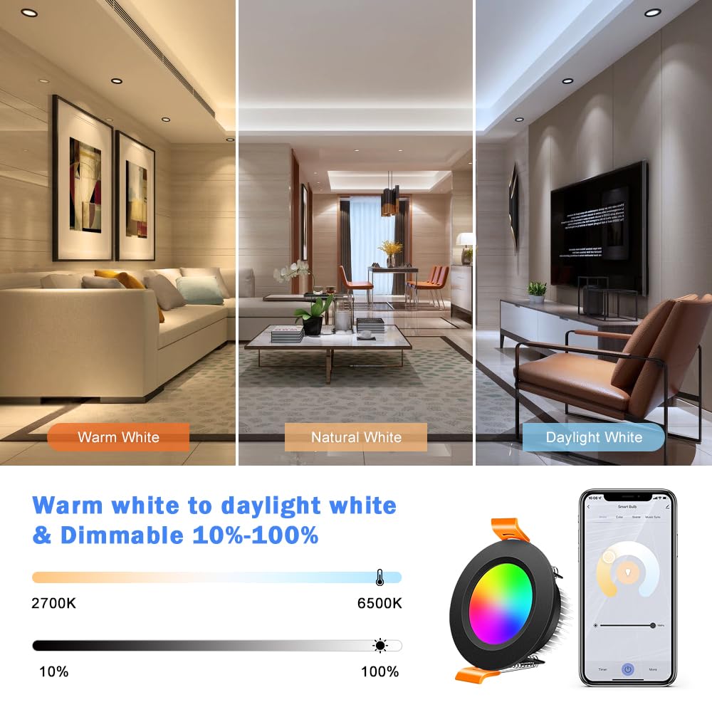 inShareplus 2 Inch LED Recessed Lighting, Downlight Dimmable 3W (35W Equivalent), 5000K Daylight White, CRI80, Recessed Light Fixtures with LED Driver (1 Pack)