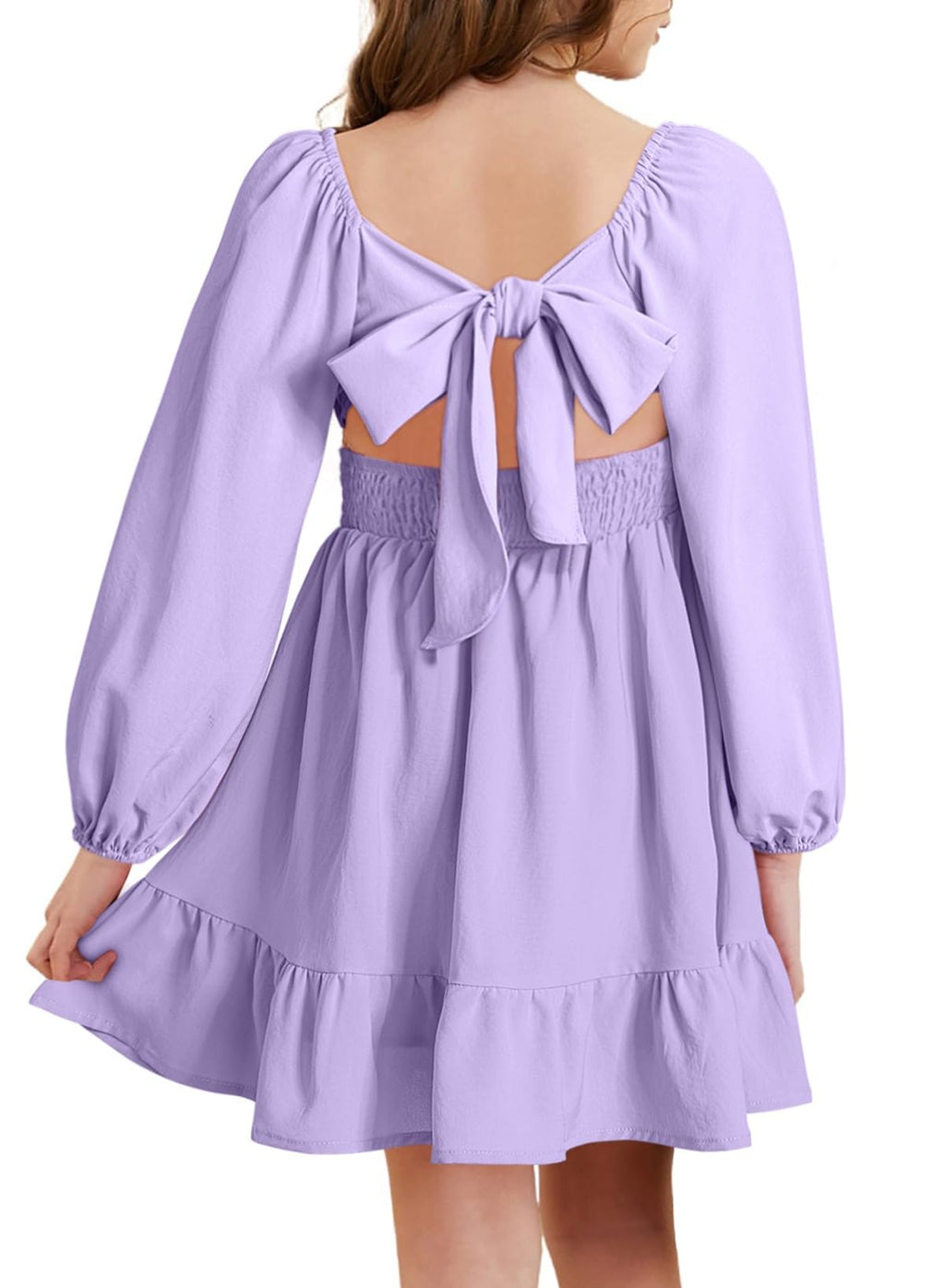 blibean Girls Fall Long Leeve Tie Back Dress Size 6-15 Years