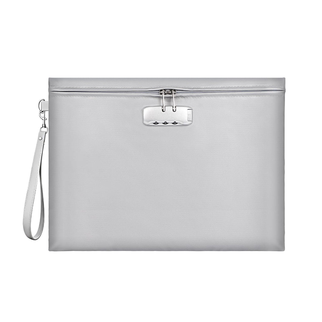 Fireproof Money Bag with Lock, 11.2"x7.6" Fireproof Cash Bag with Zipper Closure, Storage Pouch for A5 Size Document, Cheque, Cash, Cell Phone, Tablet, Credit Card, Passport, Jewelry (Black)