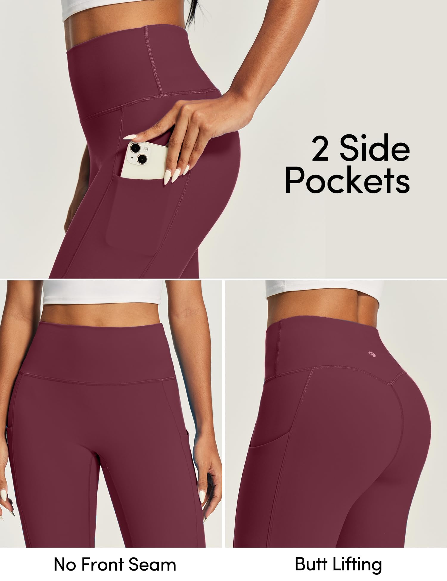 IUGA Compression Leggings for Women Tummy Control No Front Seam Leggings with Pockets High Waisted Workout Yoga Pants
