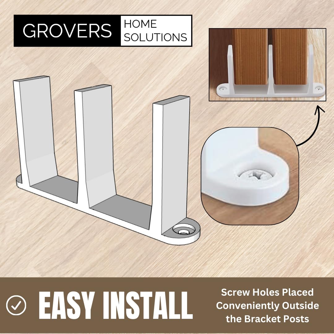 Sliding Closet Door Floor Guide Bracket | Universal Fit for 1-3/8" Width Bypass Doors (Beige) | Grovers Home Solutions