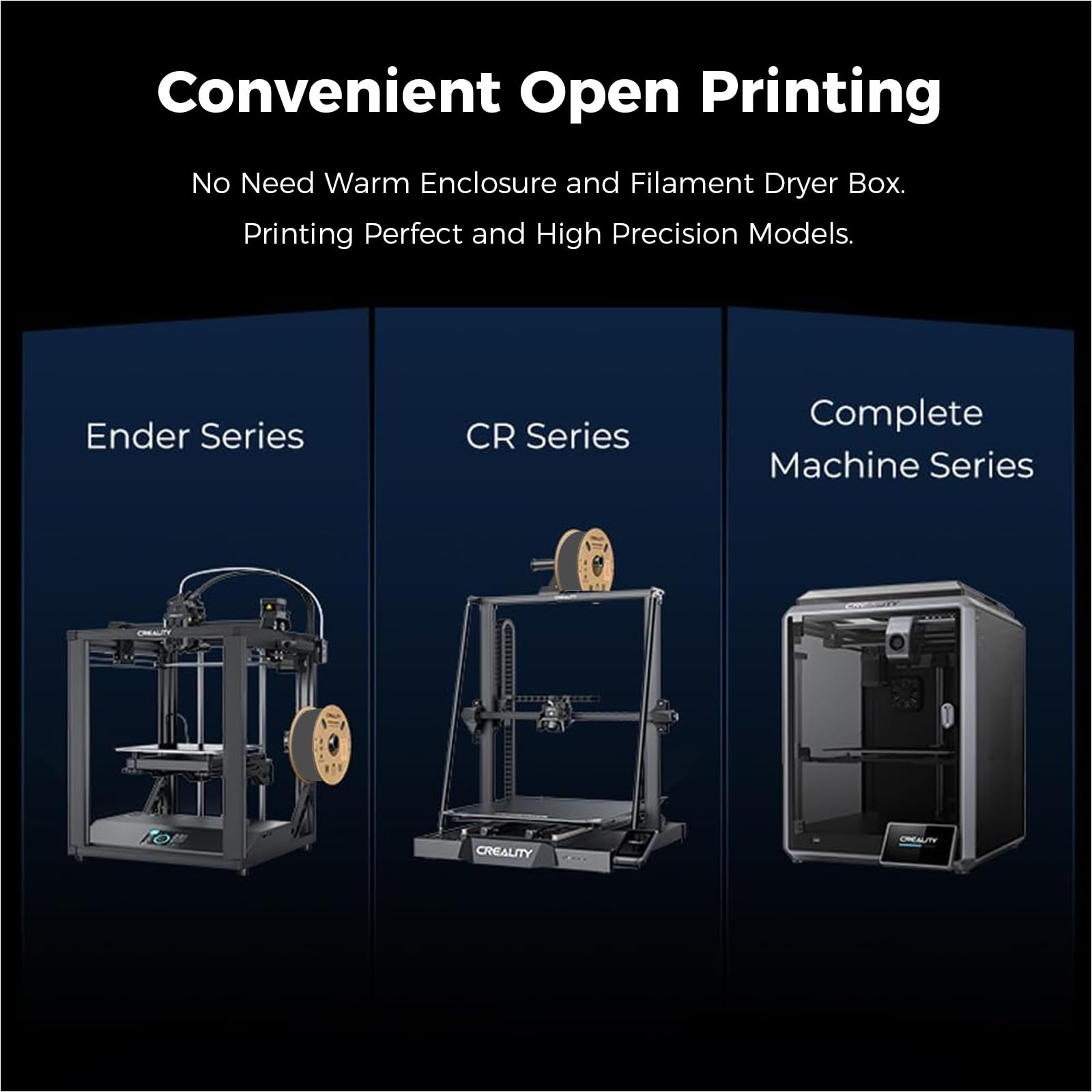 Creality Hyper ABS Filament, Official 3D Printer Filament ABS 1.75mm for Up to 300mm/s High-Speed Printing Convenient Open Printing Material, 1kg(2.2lbs) Spool Fit Most 3D Printer(Black)